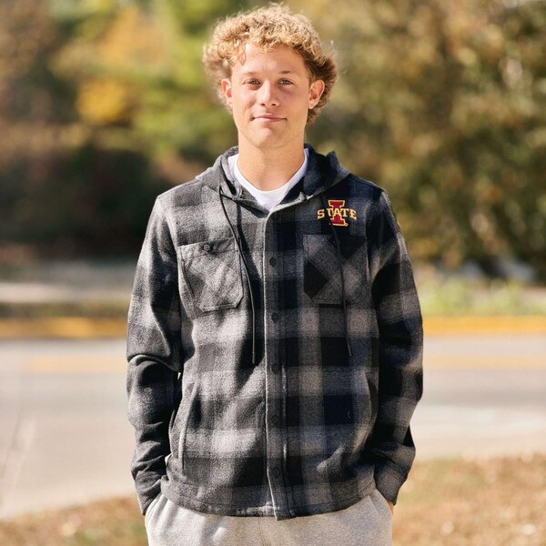 Antigua I-State Black & Gray Flannel Hoodie Jacket